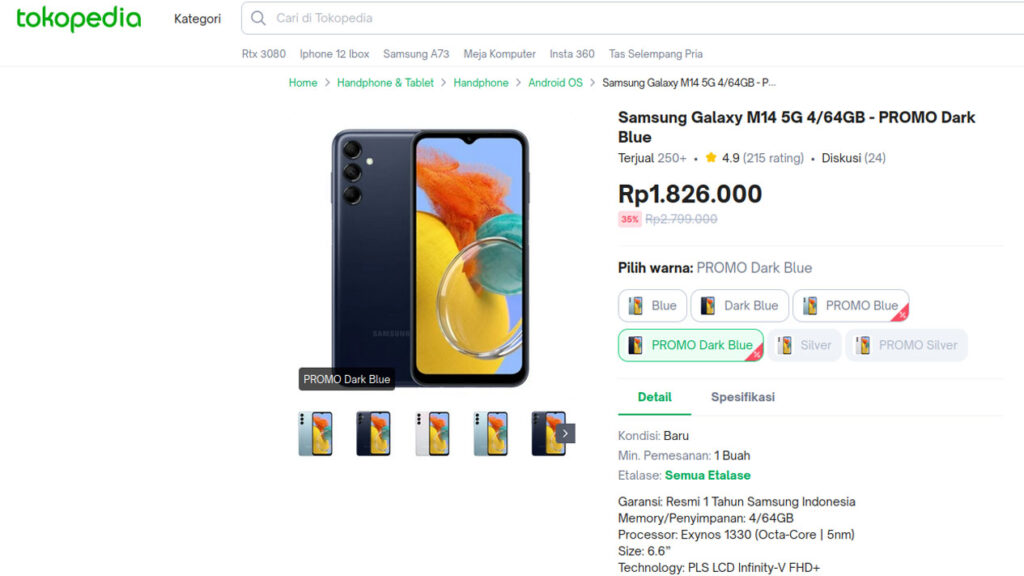 Harga Samsung Galaxy M14 5G