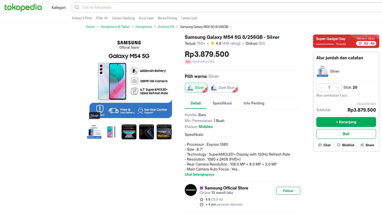 Harga Samsung Galaxy M54 5G