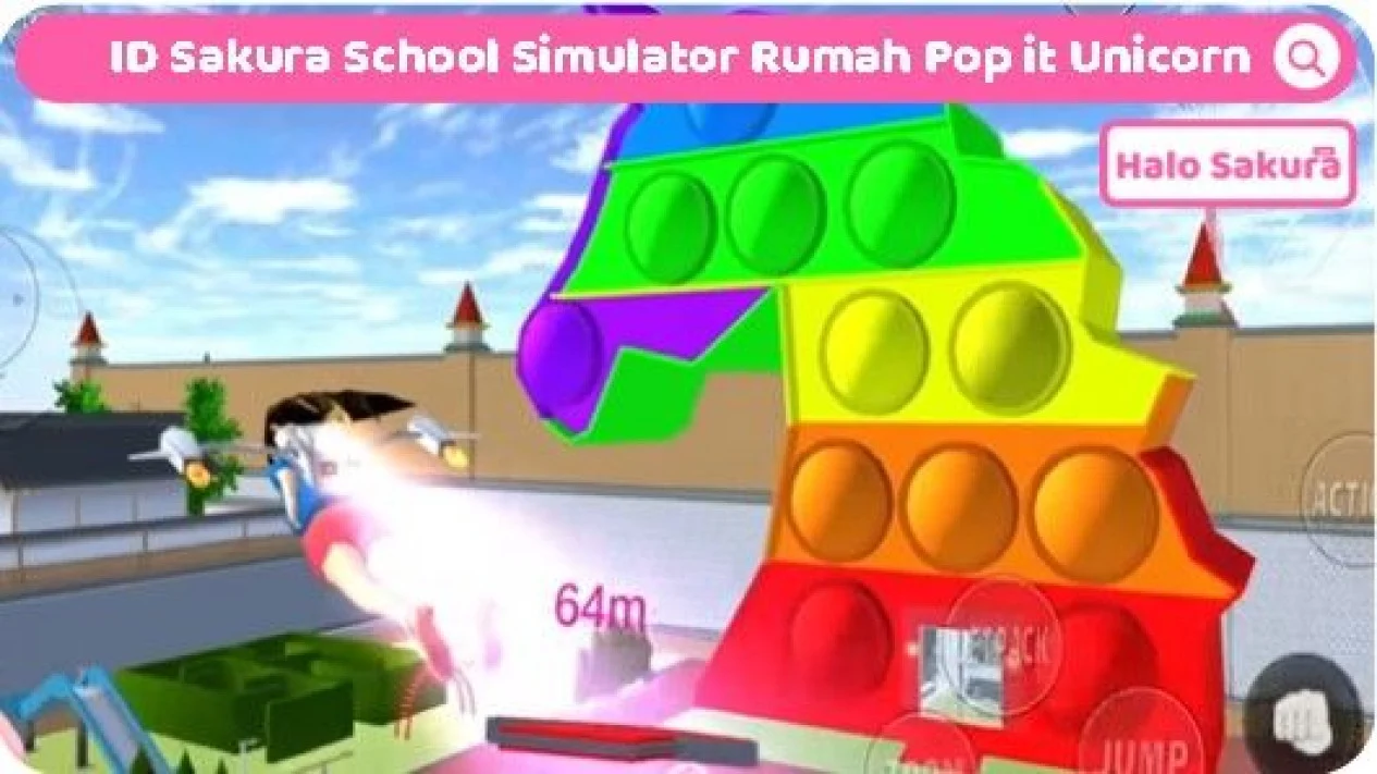 Cara Mendapatkan dan Menjelajahi Rumah Pop It Unicorn di Game Sakura School Simulator