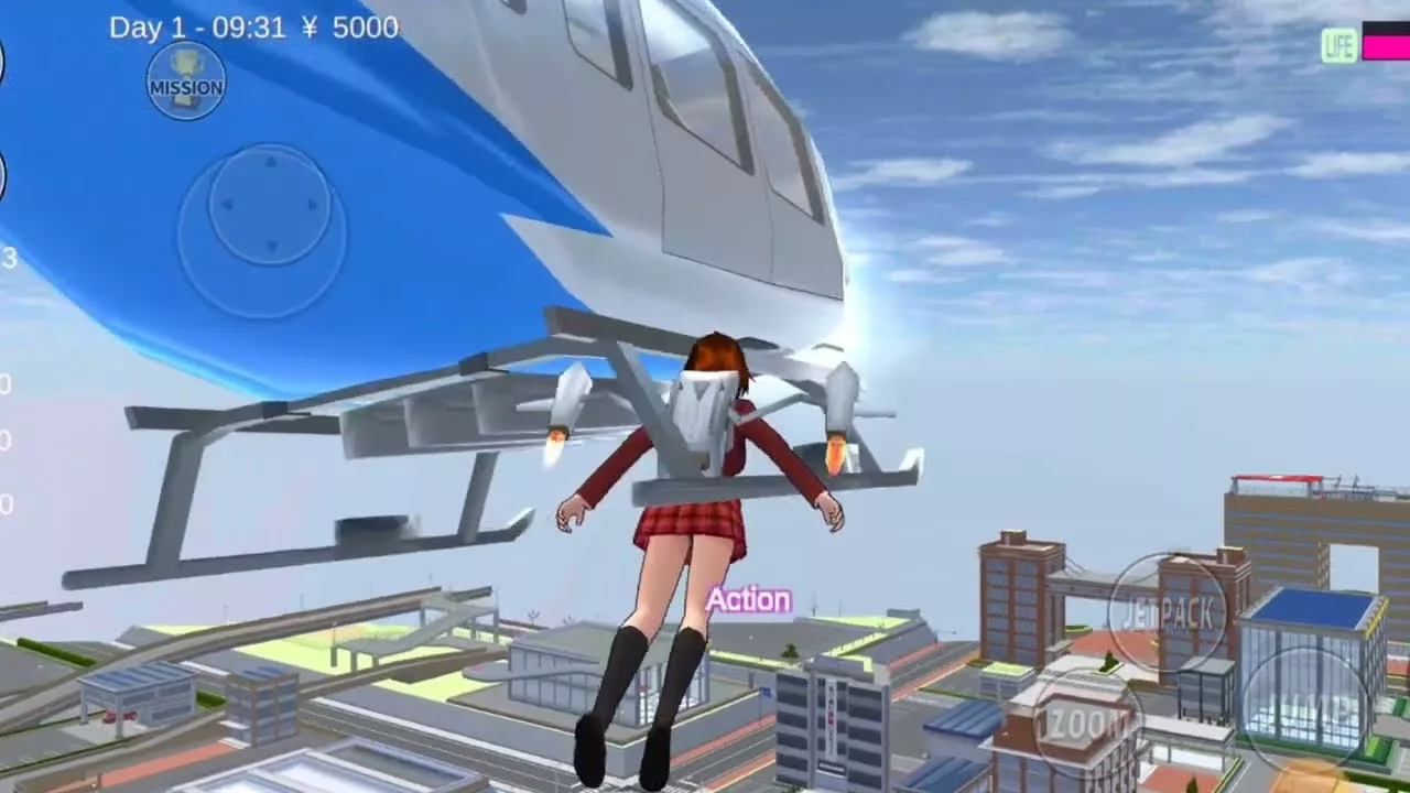 Berjelajah dengan Jetpack di Sakura School Simulator