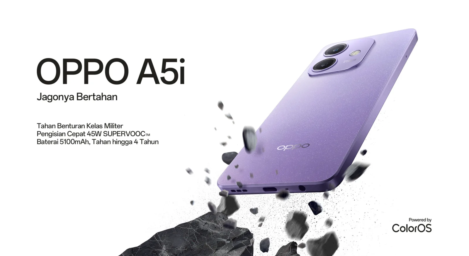 OPPO A5i Hadir di Pasar Indonesia, Tawarkan Ketangguhan di Kelasnya