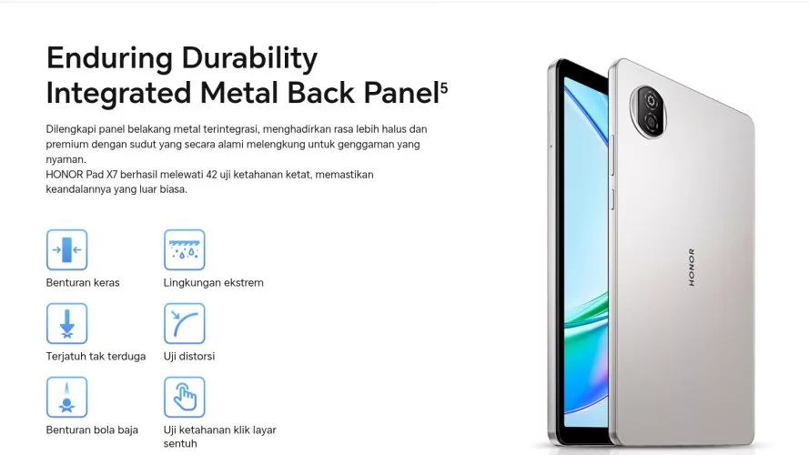 Ketahanan dan Desain Honor Pad X7