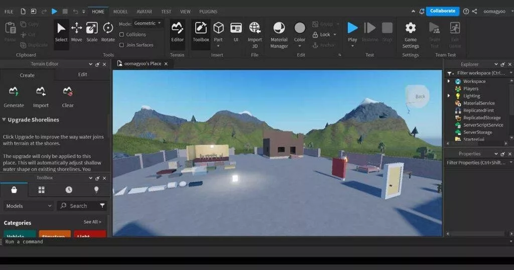 Mencoba Roblox Studio