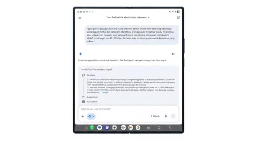 Galaxy Z Fold7 Mengubah Cara Riset dan Eksekusi Bisnis, Lebih Cepat dan Cerdas 1 Gemini Deep Research di Galaxy Z Fold7