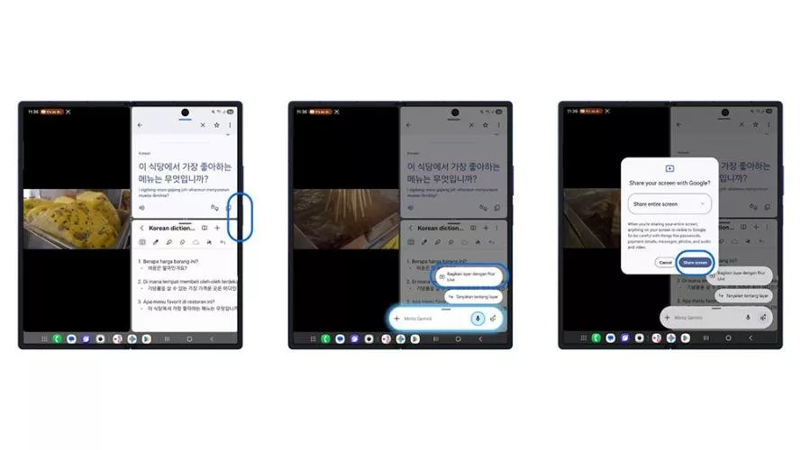Kolaborasi dengan Google Gemini Live di Galaxy Z Fold7